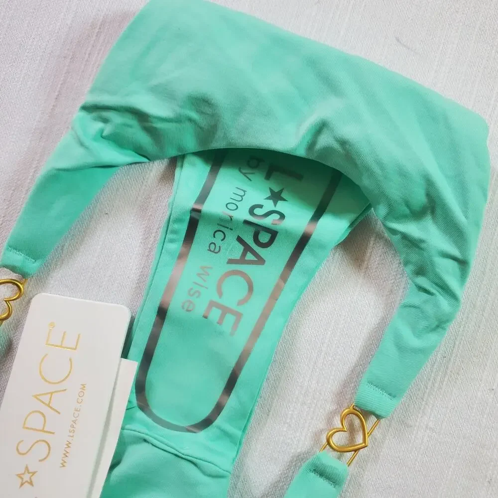 L*Space Monica Wise Mint Green Teal Bikini Bottom Swimsuit Small S Womens NWT